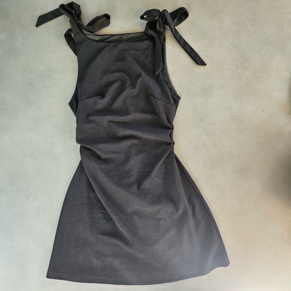 Cider Black Tie-Strap Mini Dress